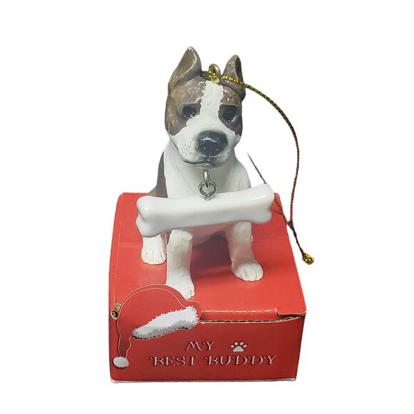My Best Buddy Pit Bull Statue Christmas Ornament | Easily Personalized - Picture 1 of 4